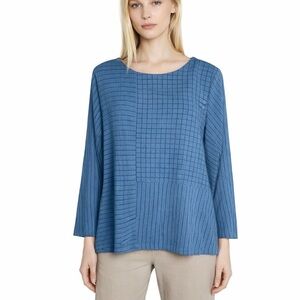 Shana Blue top buttons down the back boxy lagenlook Size Medium
